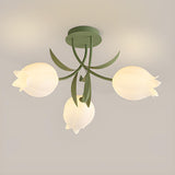 Living Room Elegant Fresh Floral Semi-Flush Mount Light Image - 7