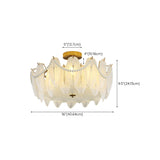 Living Room Elegant Gold Glass Leaf Semi-Flush Mount Lamp Image - 19