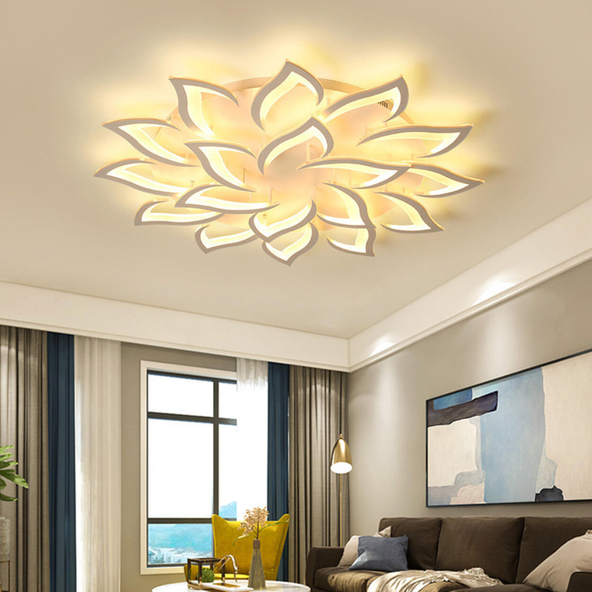 Living Room Elegant Lotus LED Flush Mount Ceiling Light Image - 2