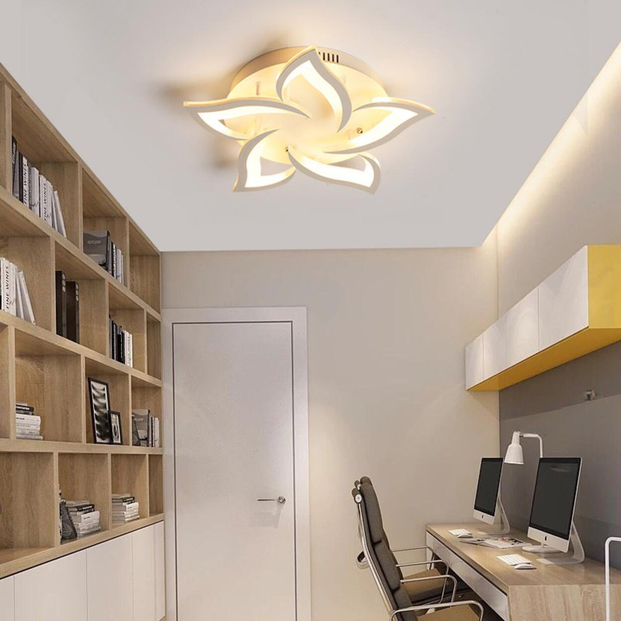 Living Room Elegant Lotus LED Flush Mount Ceiling Light Image - 3