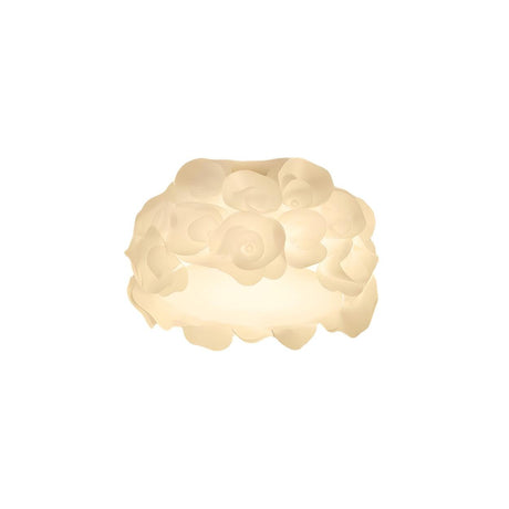 Living Room Elegant White Floral LED Flush Mount Light Image - 2