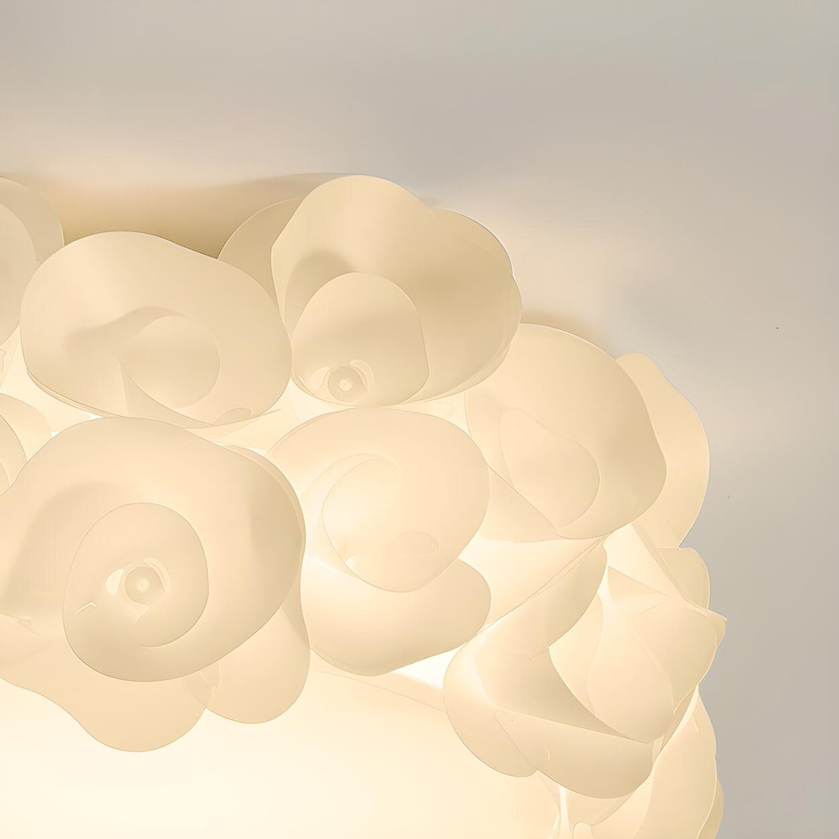 Living Room Elegant White Floral LED Flush Mount Light Image - 8