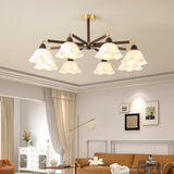 Living Room Flower Semi-Flush Mount Lamp 8-Light Image - 1