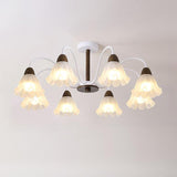 Living Room Flower Semi-Flush Mount Lamp 8-Light Image - 11