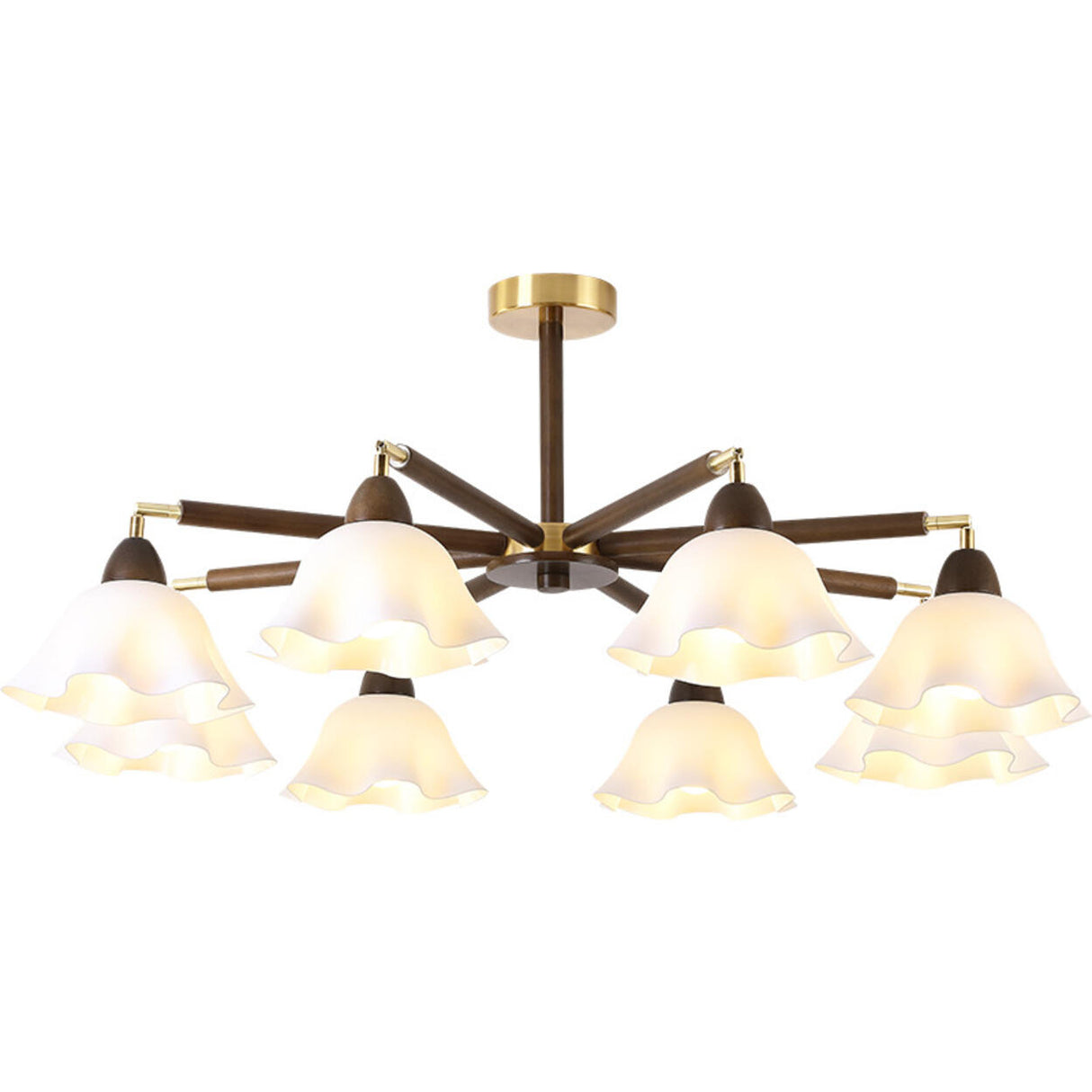 Living Room Flower Semi-Flush Mount Lamp 8-Light Image - 5