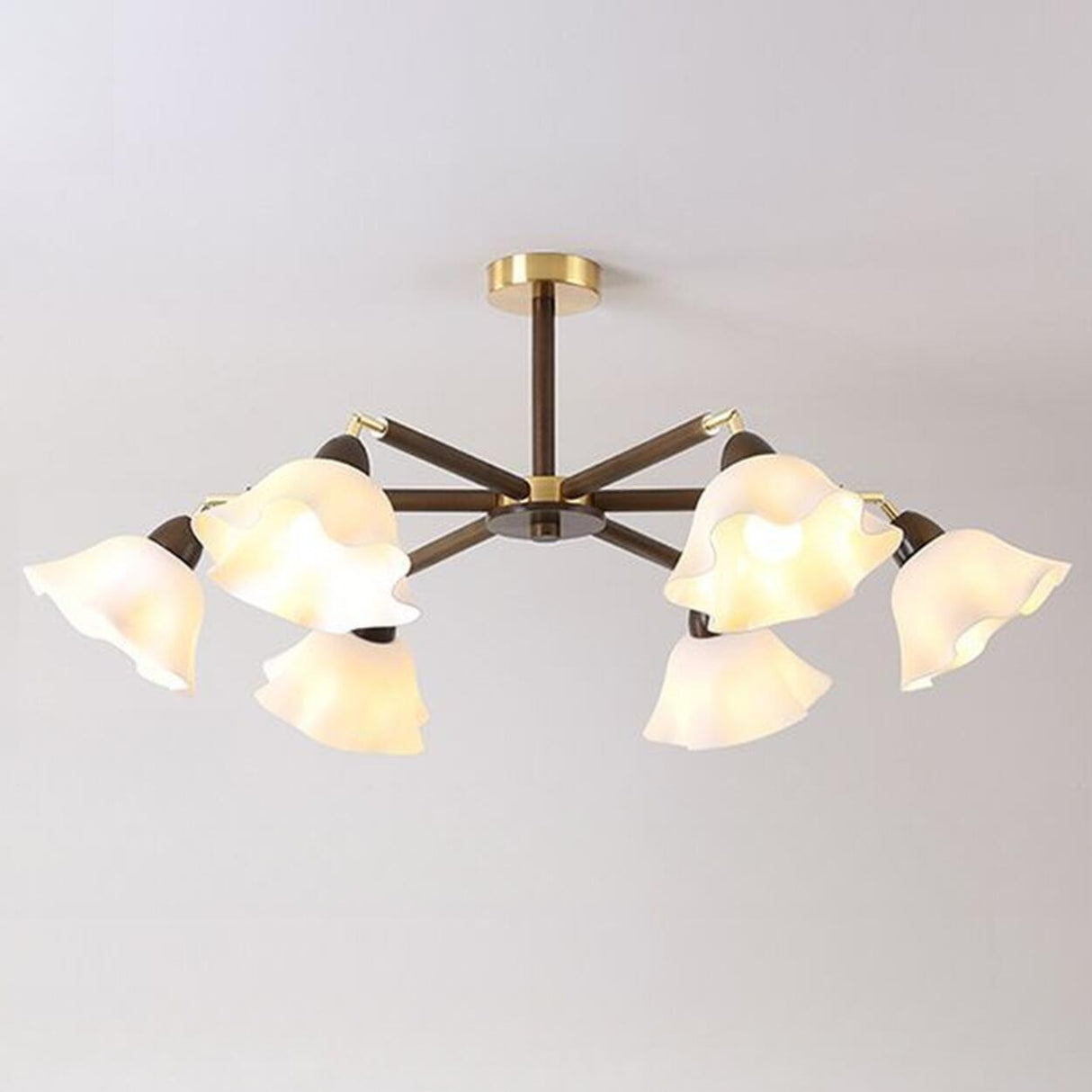 Living Room Flower Semi-Flush Mount Lamp 8-Light Image - 7