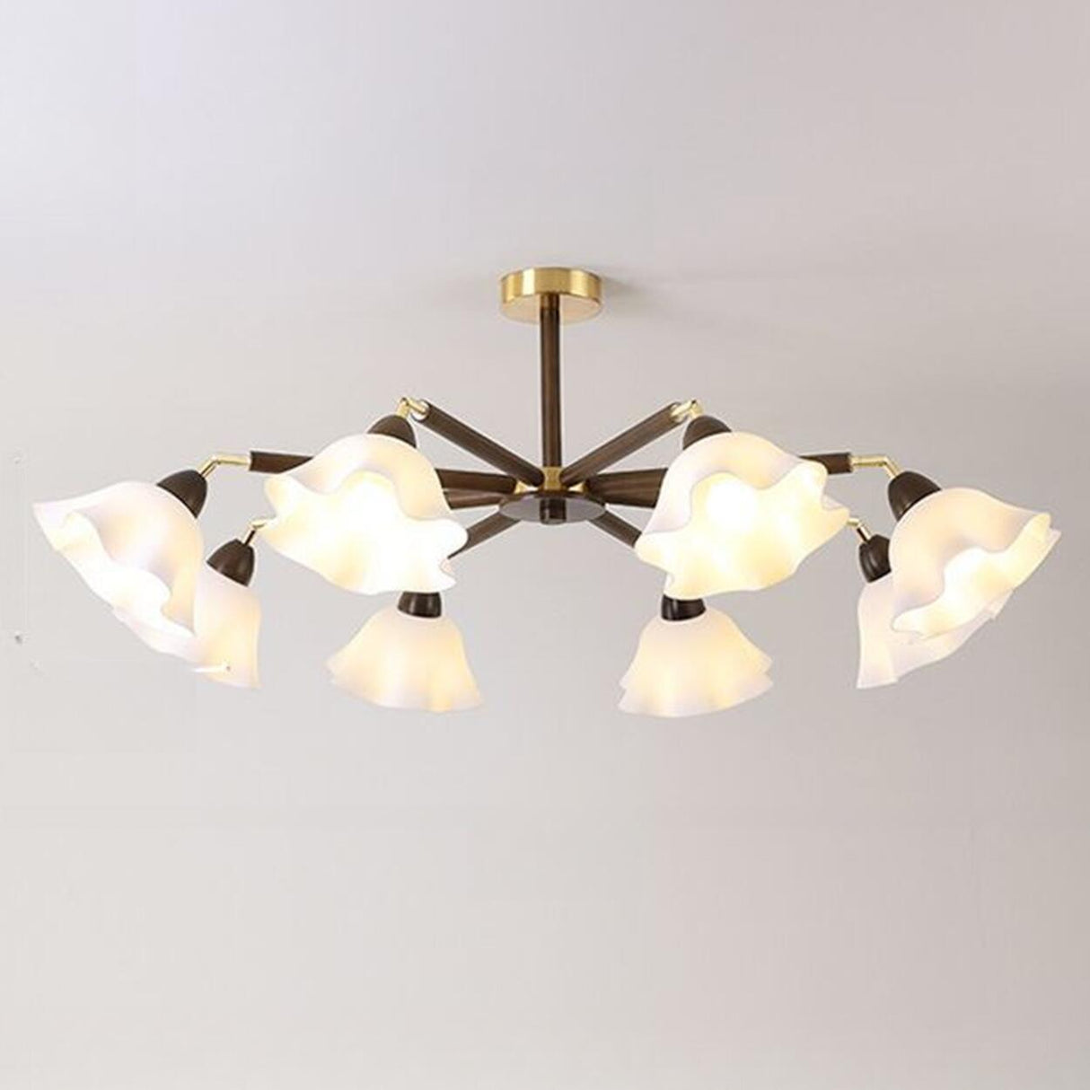 Living Room Flower Semi-Flush Mount Lamp 8-Light Image - 8