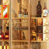 Living Room Freestanding Glass Display Wine Cabinet Image - 12