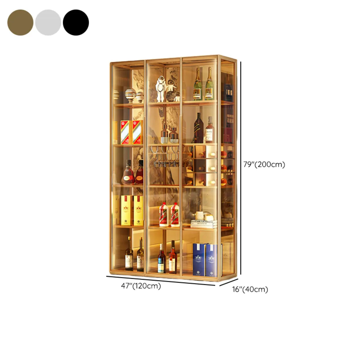 Living Room Freestanding Glass Display Wine Cabinet 