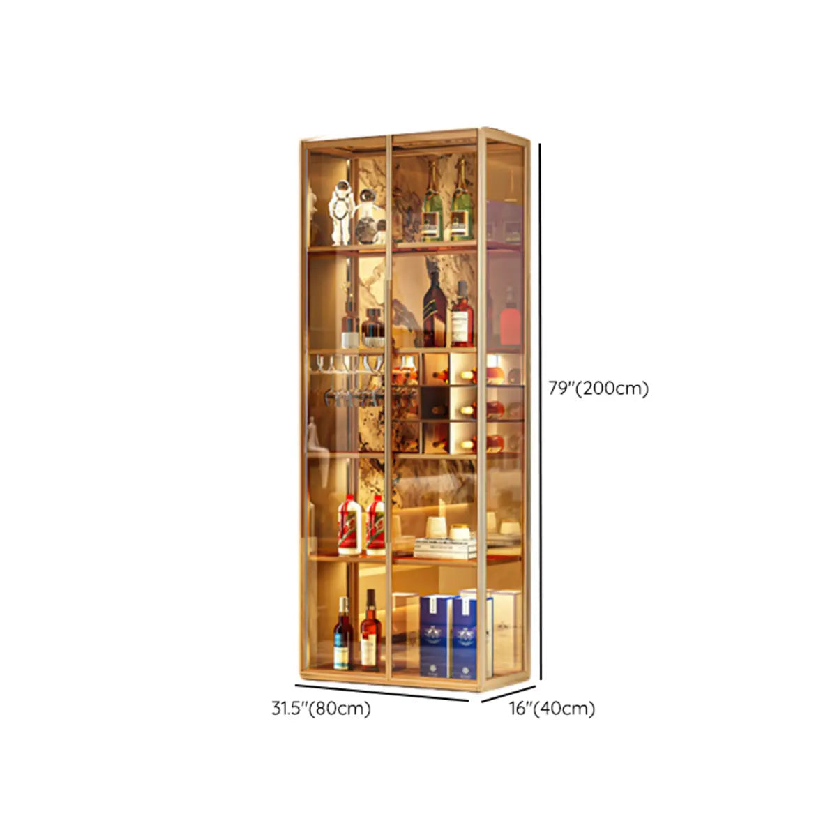 Living Room Freestanding Glass Display Wine Cabinet Image - 16