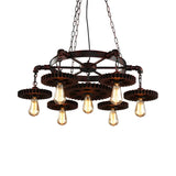 Living Room Gear Metal Rust Large Edison Bulb Chandelier Image - 4