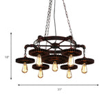 Living Room Gear Metal Rust Large Edison Bulb Chandelier #size