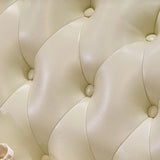 Living Room Glam Off-White Cow Leather Carving Sofa Image - 10