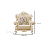 Living Room Glam Off-White Cow Leather Carving Sofa #size