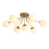 Living Room Globe Gold Semi-Flush Mount Light 9-Light Image - 5