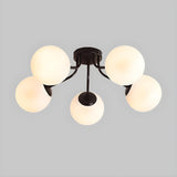 Living Room Globe Gold Semi-Flush Mount Light 9-Light Image - 8