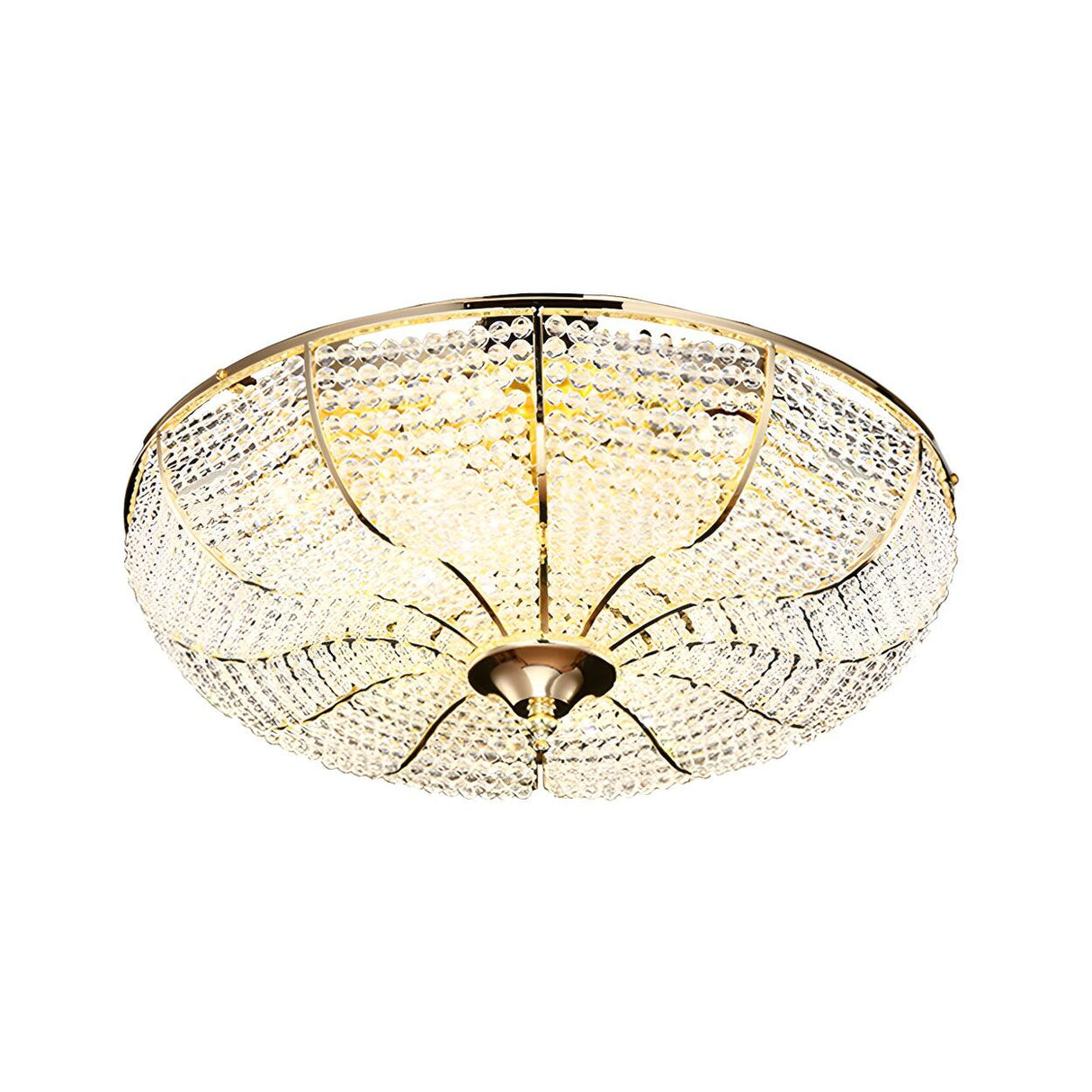 Living Room Gold Crystal Beaded LED Flush Mount Light Image - 3