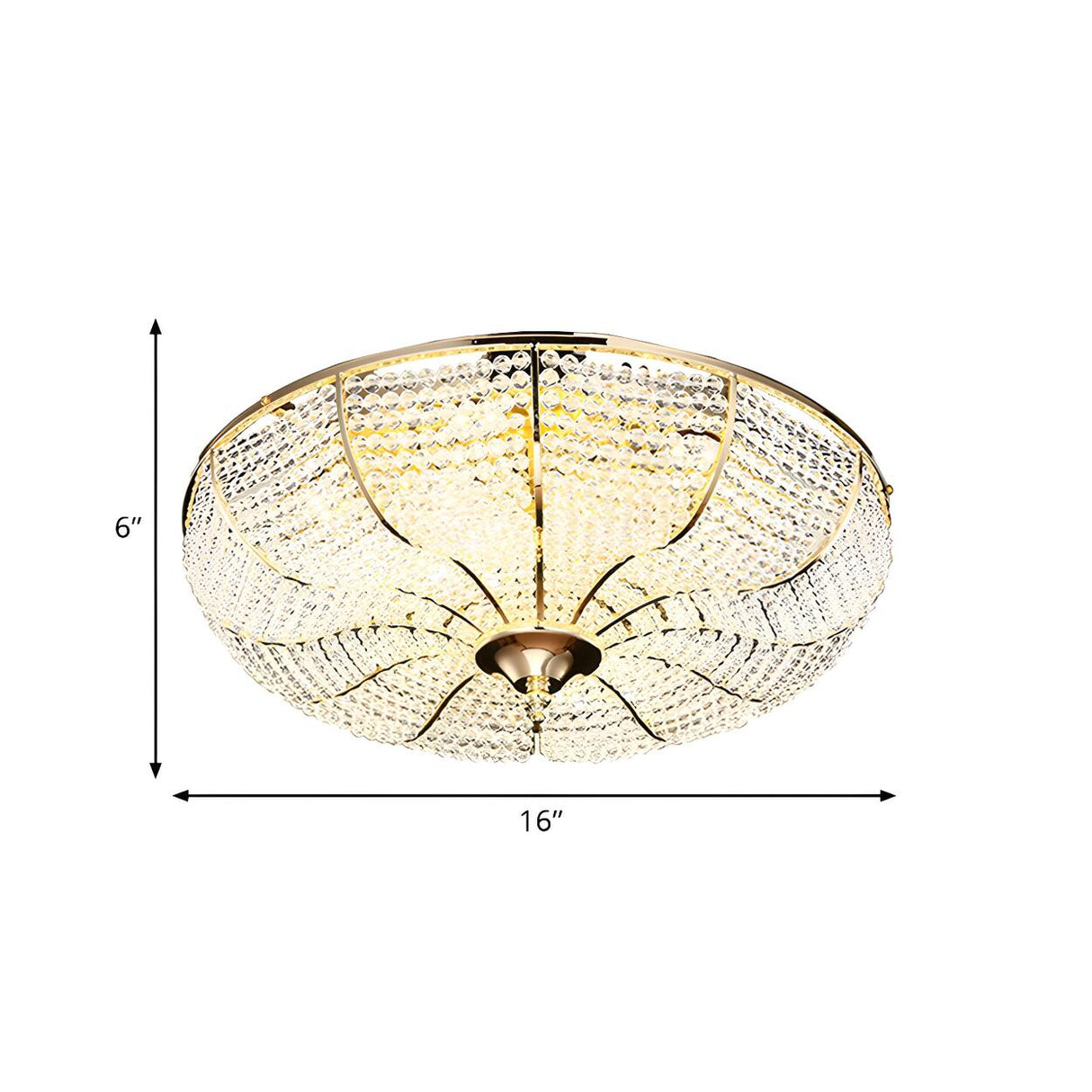 Living Room Gold Crystal Beaded LED Flush Mount Light 