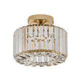 Living Room Gold Crystal Cylinder Semi-Flush Mount Lamp Image - 5