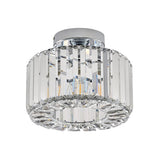 Living Room Gold Crystal Cylinder Semi-Flush Mount Lamp Image - 6