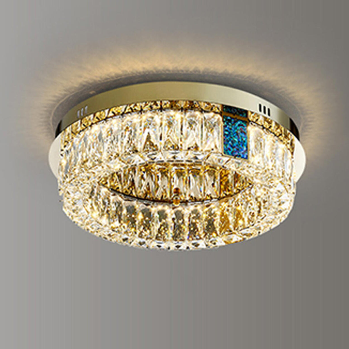 Living Room Gold Crystal Tiered Circle Flush Mount Lamp Image - 5