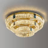 Living Room Gold Crystal Tiered Circle Flush Mount Lamp Image - 8