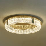 Living Room Gold Crystal Tiered Circle Flush Mount Lamp Image - 9