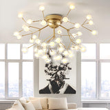 Living Room Gold Firefly Glass Semi-Flush Mount Light Image - 1