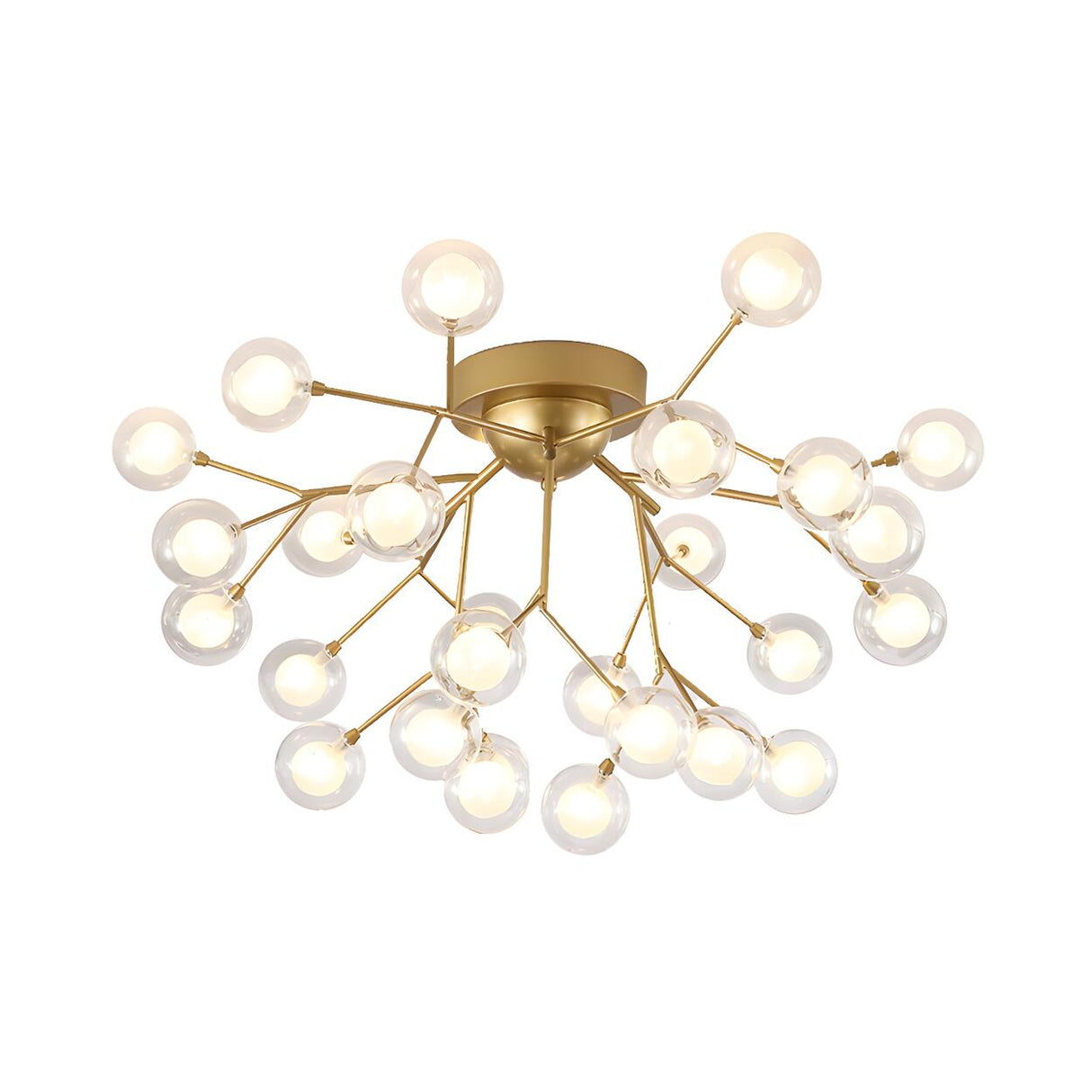 Living Room Gold Firefly Glass Semi-Flush Mount Light Image - 10