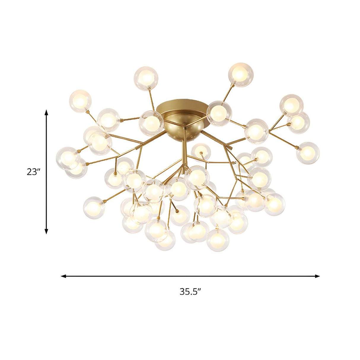 Living Room Gold Firefly Glass Semi-Flush Mount Light Image - 11