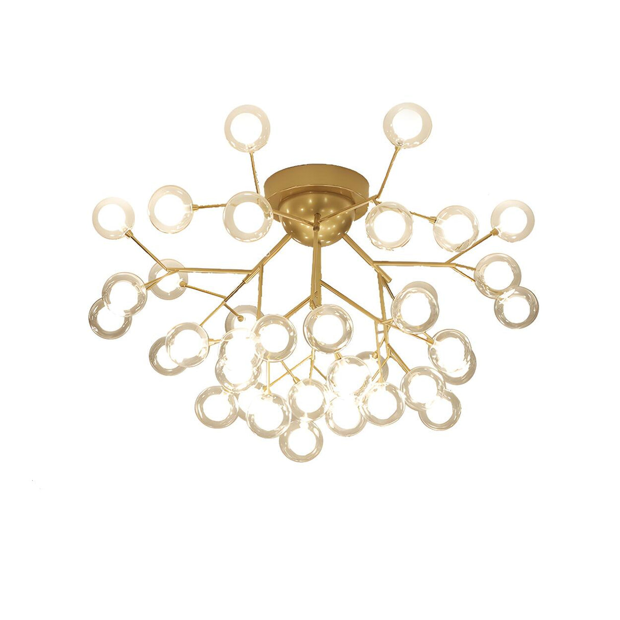 Living Room Gold Firefly Glass Semi-Flush Mount Light Image - 14