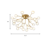 Living Room Gold Firefly Glass Semi-Flush Mount Light Image - 15