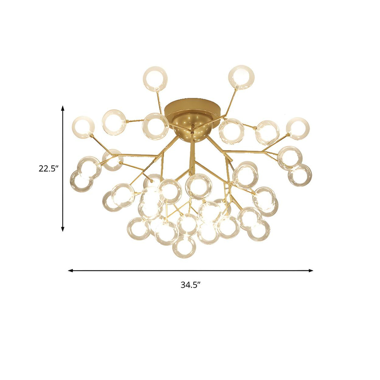 Living Room Gold Firefly Glass Semi-Flush Mount Light Image - 4