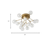 Living Room Gold Firefly Glass Semi-Flush Mount Light Image - 7