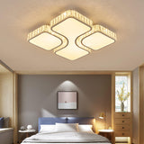 Living Room Gold Rectangle Crystal LED Flush Mount Lamp Image - 11