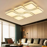 Living Room Gold Rectangle Crystal LED Flush Mount Lamp Image - 2