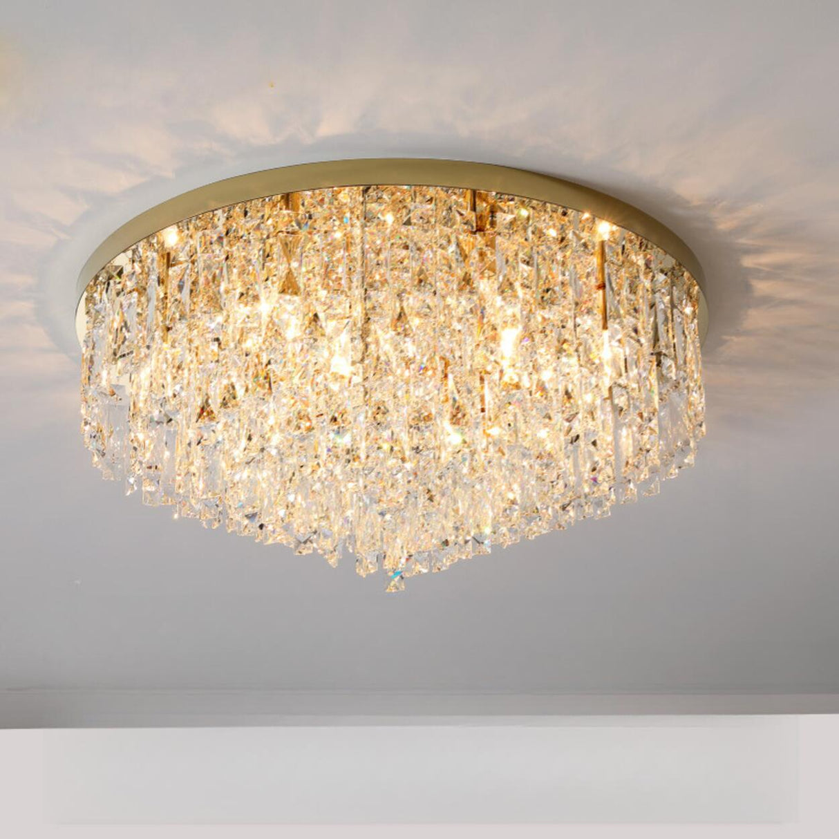 Living Room Gorgeous Crystal Flush Mount Ceiling Light Image - 10