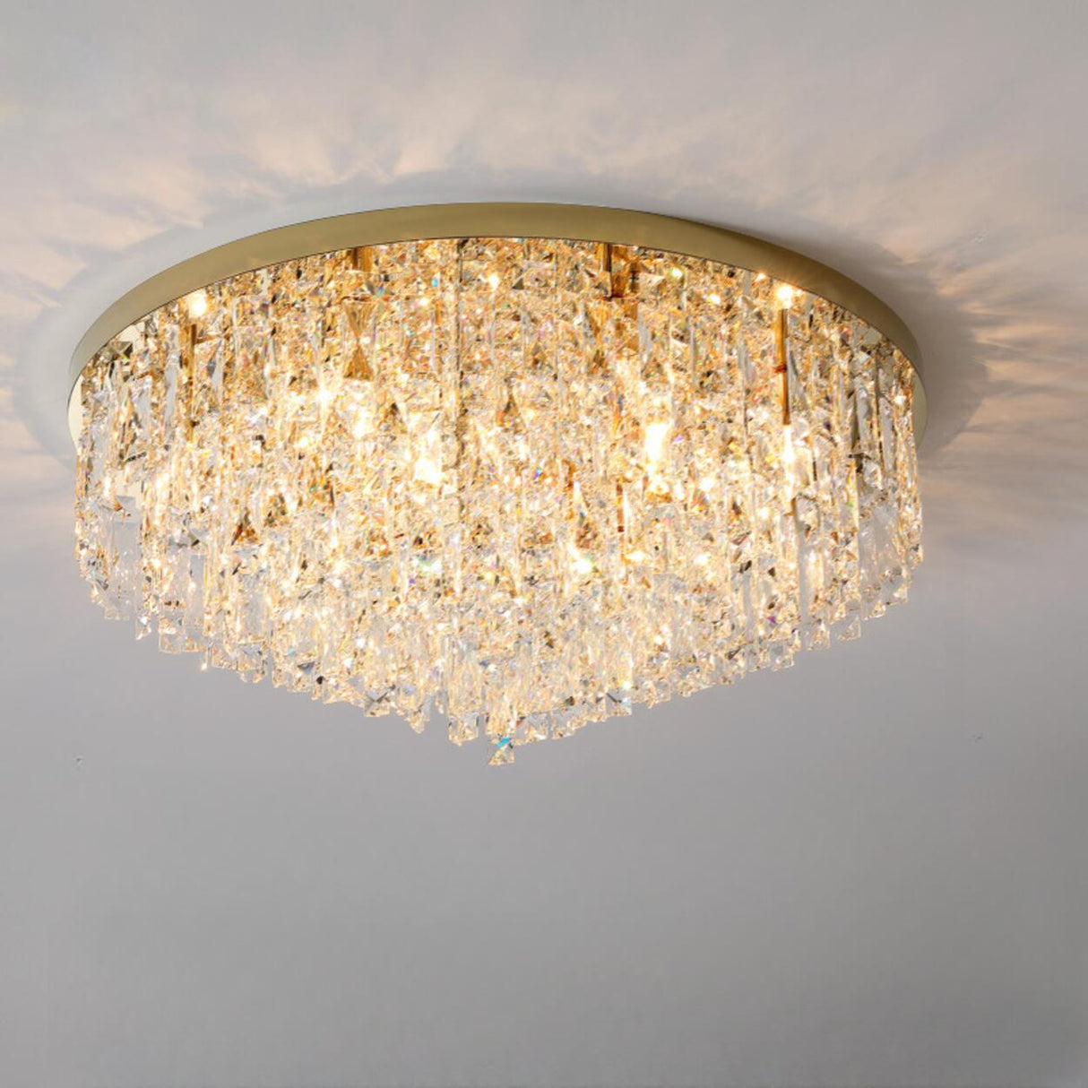 Living Room Gorgeous Crystal Flush Mount Ceiling Light Image - 11