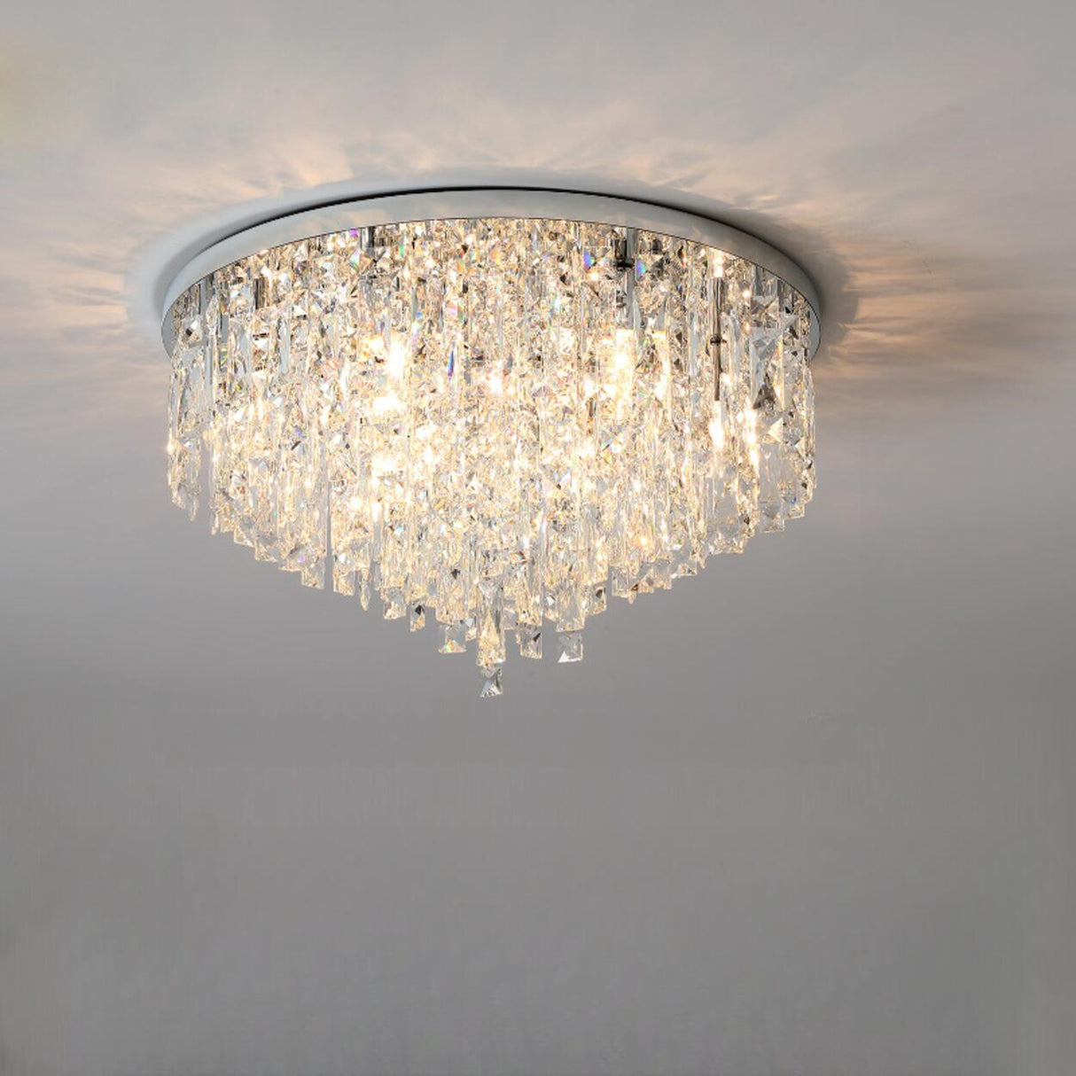 Living Room Gorgeous Crystal Flush Mount Ceiling Light Image - 14