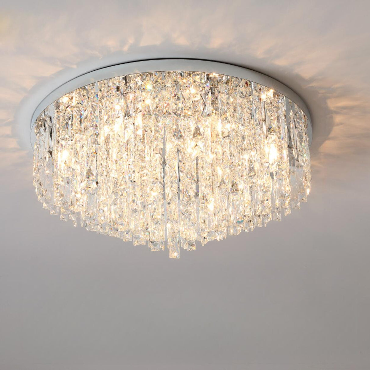 Living Room Gorgeous Crystal Flush Mount Ceiling Light Image - 16