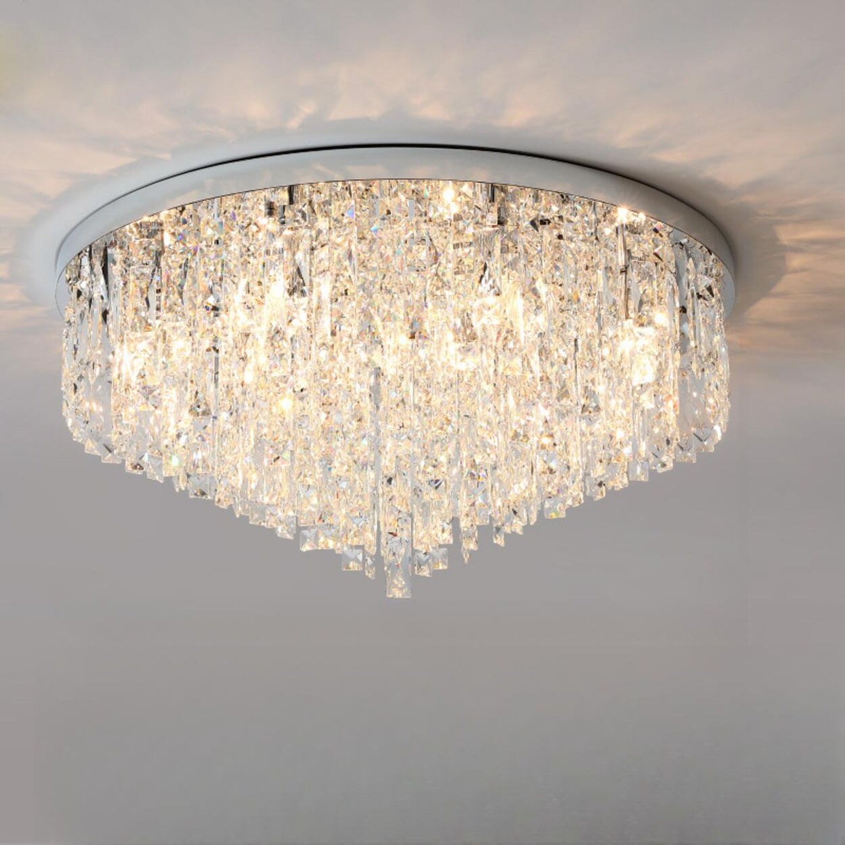 Living Room Gorgeous Crystal Flush Mount Ceiling Light Image - 17