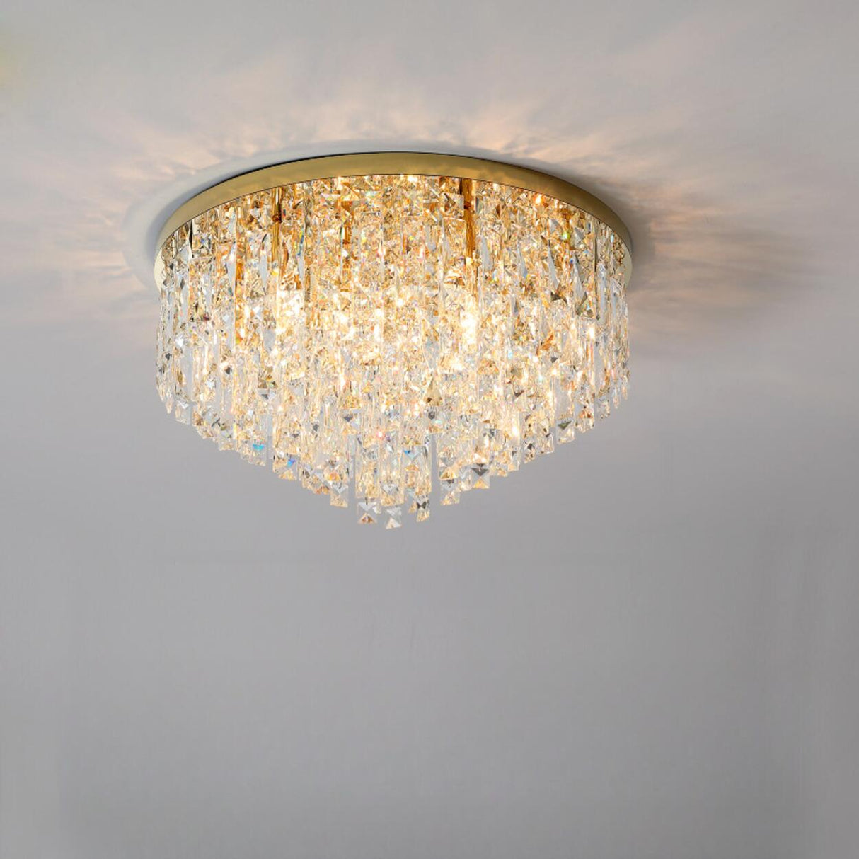 Living Room Gorgeous Crystal Flush Mount Ceiling Light Image - 6