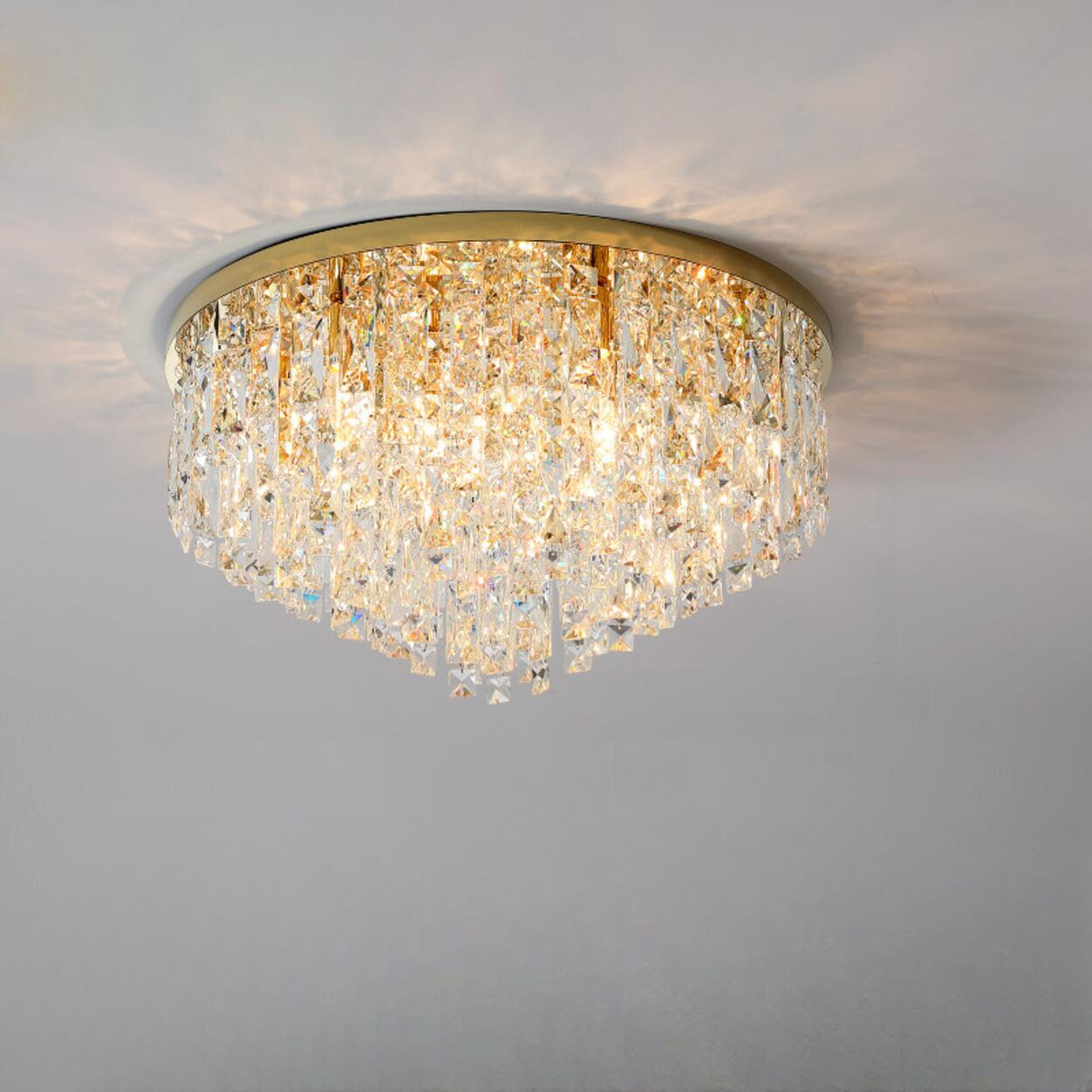 Living Room Gorgeous Crystal Flush Mount Ceiling Light Image - 8