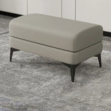 Living Room Grey Rectangular Faux Leather Ottomans Image - 10