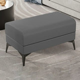 Living Room Grey Rectangular Faux Leather Ottomans Image - 11