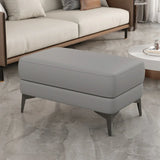 Living Room Grey Rectangular Faux Leather Ottomans Image - 2