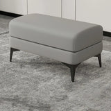 Living Room Grey Rectangular Faux Leather Ottomans Image - 3