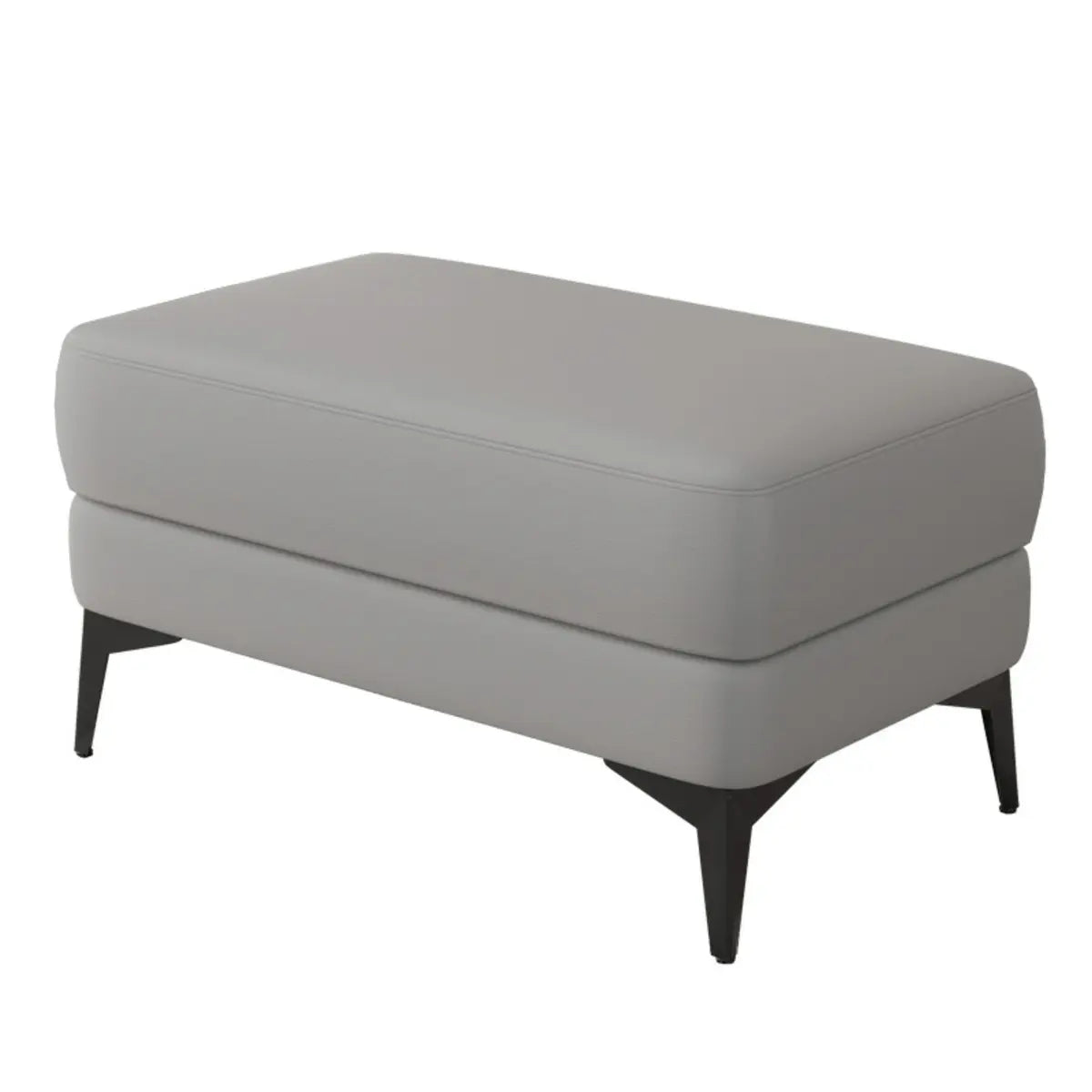 Living Room Grey Rectangular Faux Leather Ottomans Image - 5