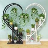 Living Room Heart Shape Wood Tiered Decor Plant Stands Image - 2