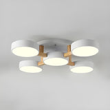 Living Room Large 5-Light Drum Semi-Flush Mount Light Image - 3